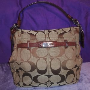 Coach Purse Brown Jacquard
